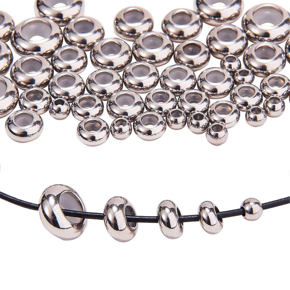 1639 50pcs/Box 304 Stainless Steel Metal Beads Insert Silicone Rubber